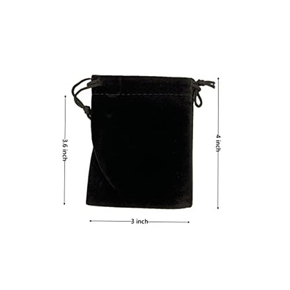 Palmhomee Pack of 48 3x4 Inch Velvet Drawstring Bags Gift Bag Velvet Pouch For Jewelry Wedding and Party Favor (Black) - color: Black