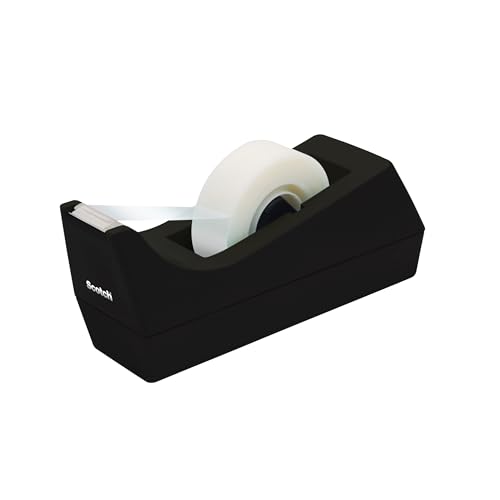 Scotch Desktop Tape Dispenser, Black, 2.7 in. x 2.7 in. x 6.4 in., 1 Tape Dispenser, Polystyrene (PS) - size: 1-Pack