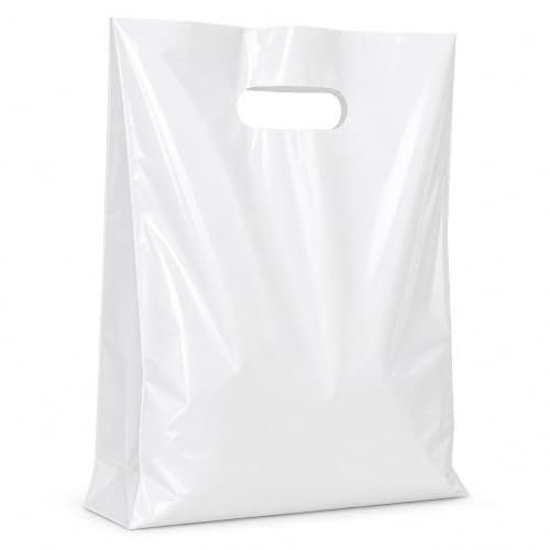 ysmile 5.9x7.8 Small White Die Cut Handle Plastic Party Favor Bags 100ct - color: White, size: 5.9x7.8 Inch (Pack of 100)