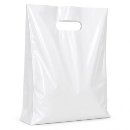 ysmile 5.9x7.8 Small White Die Cut Handle Plastic Party Favor Bags 100ct - color: White, size: 5.9x7.8 Inch (Pack of 100)