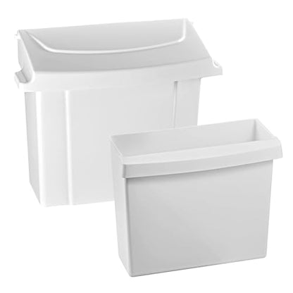 Alpine Sanitary Napkin Receptacle - Feminine Hygiene Disposal Container, Wall Mounted Trash Can with Odor Control Seal & Installation Hardware (White) - color: White