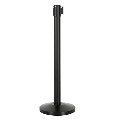 M&T Displays Crowd Control Stanchion Barriers Queue Post 37-inch High Safety Barrier Stands Line Dividers Retractable Belt 9.85'/118" Heavy Base Floor Standing (2-Pack) (Black-Blue) - color: Black-Blue