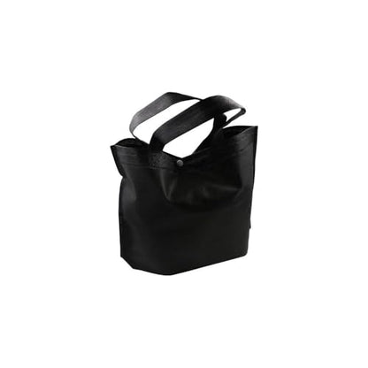 Non-Woven Reusable Shopping Bag, Women Portable Handbag Foldable Cloth Gift Organizer Large Capacity Grocery Storage Tote Pouch(26cm,black)