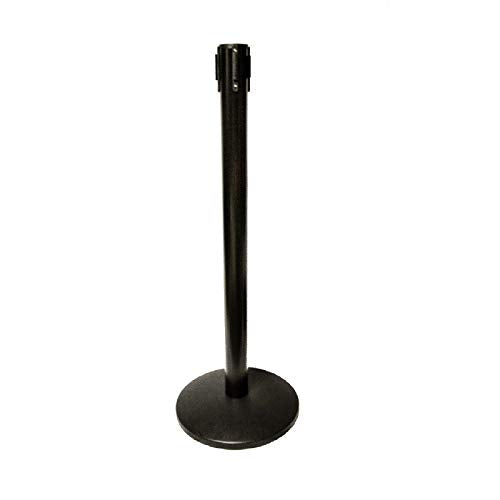 40" HT Retractable Belt Queue Safety Stanchions Barrier Combo Set (2 Posts Blk/YEL Belt+WBracket) - color: 2 Posts Blk/Yel Belt+wbracket