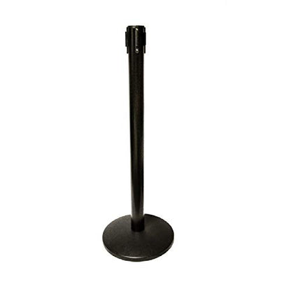 40" HT Retractable Belt Queue Safety Stanchions Barrier Combo Set (6 Posts Blk Belt+SFrame+WBracket) - color: Black