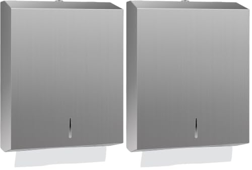 Stardrix Paper Towel Dispenser Wall Mount, Brushed Stainless Steel Commercial Paper Towel Holder with Lock, Large Capacity 400 C Fold/525 Multifold Towels (Pack of 2) - color: Brushed, size: 400 C Fold/525 Multi-Fold with Lock (Pack of 2)