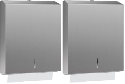 Stardrix Paper Towel Dispenser Wall Mount, Brushed Stainless Steel Commercial Paper Towel Holder with Lock, Large Capacity 400 C Fold/525 Multifold Towels (Pack of 2) - color: Brushed, size: 400 C Fold/525 Multi-Fold with Lock (Pack of 2)