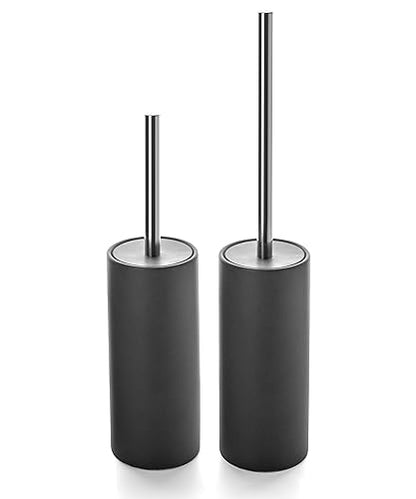 Matt Gray Ceramic Toilet Brush and Holder Set - color: Matt Gray, size: Set/2