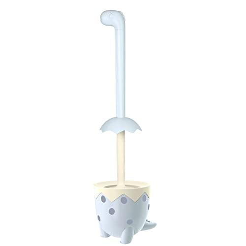 Toilet Brush Dinosaur Shape,Cute Shape Look, TPR Bristles Round Brush, Compact Size Toilet Brushes Floor Standing, 1-Pack - color: Blue