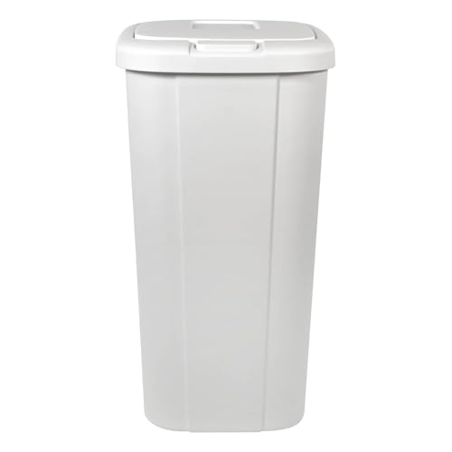 13.3 Gallon Touch Top Kitchen Trash Can, White Plastic Garbage Bin