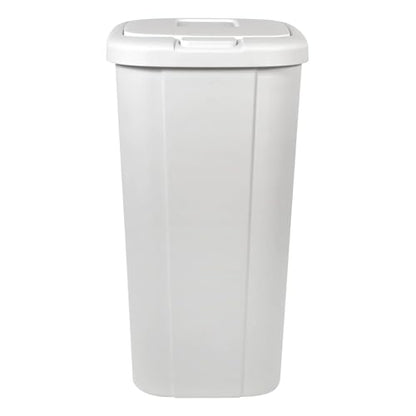 13.3 Gallon Touch Top Kitchen Trash Can, White Plastic Garbage Bin