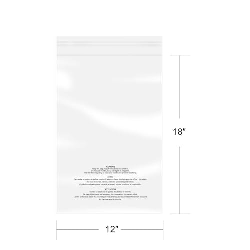 iMailer - 500 Pcs - 12" x 18" Poly Bags with Suffocation Warning Self Seal- Clear Shipping Bags 1.6 Mil for Clothing, Shirts, Packaging - Permanent Adhesive - size: 12" x 18", style: Permanent Glue