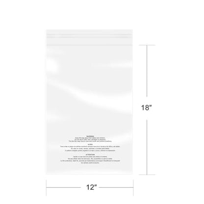 iMailer - 200 Pcs - 12" x 18" Poly Bags with Suffocation Warning Self Seal- Clear Shipping Bags 1.6 Mil for Clothing, Shirts, Packaging - Permanent Adhesive - size: 12" x 18", style: Permanent Glue