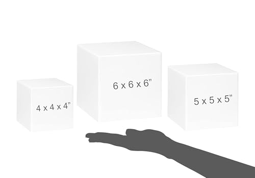Red Co. Set of 3 Glossy White Acrylic Cube Display Nesting Riser Stands with Hollow Bottoms - color: White, size: 4",5",6" - 1 Pack