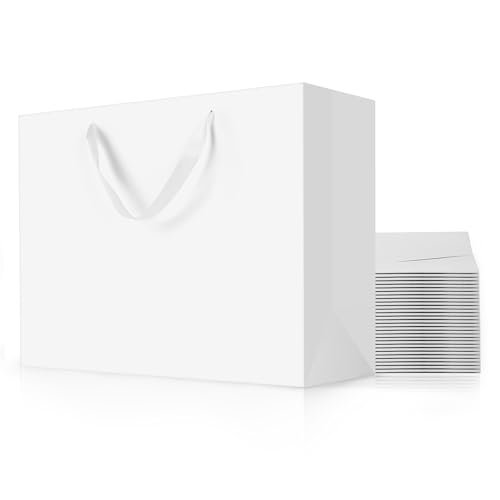 MOXARYSU White Gift Bags With Handles: 16x6x12 Inch 12pcs Extra Large White Paper Gags Bulk For Party Shopping Birthday Wedding - color: XL-12-White
