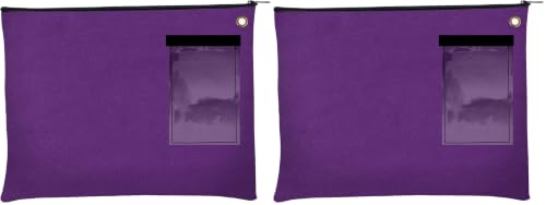 BankSupplies 14 oz Canvas Interoffice Mailer 14W x 11H Purple Transit Bag with Zipper and Grommet (Pack of 2) - color: Clear,Purple, size: Large (Pack of 2)