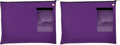 BankSupplies 14 oz Canvas Interoffice Mailer 14W x 11H Purple Transit Bag with Zipper and Grommet (Pack of 2) - color: Clear,Purple, size: Large (Pack of 2)