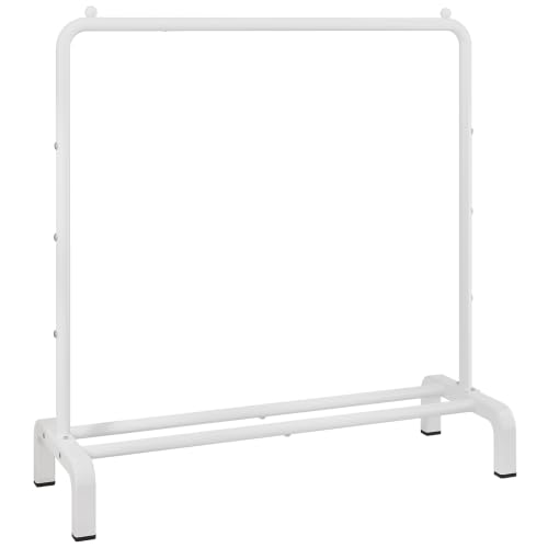 JIUYOTREE Metal Clothing Rack, 43.3 Inches Clothes Garment Coat Rack with Bottom Shelf for Hanging Skirts, Shirts, Sweaters, White - color: White, size: 43.3"W x 15.75"D x 61"H without wheels