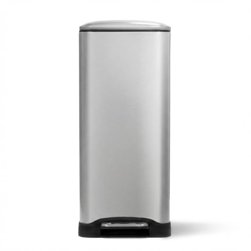 Home Zone Living 13 Gallon Kitchen Trash Can with Dual Compartments - color: Brushed Silver