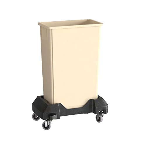 23 Gallon Beige Slim Jim Trash Can with Dolly - color: Beige, size: With Wheels, style: No Lid