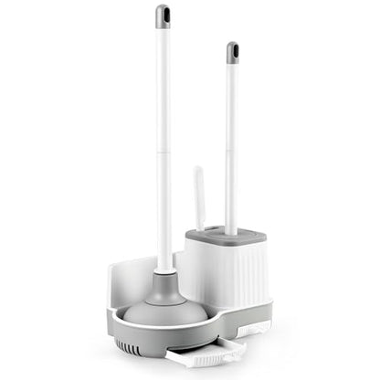 3 in 1 Toilet Brush and Plunger Set, Plunger and Brush Set, White - size: 1 pack