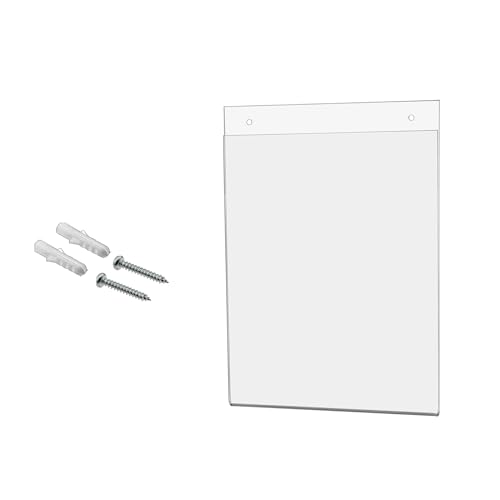 Wall Mount Sign Holder for 8" x 10" Advertisements Notices and Flyers in Retail Stores and Restaurants Clear Acrylic with 2 Pre Drilled Holes and Hanging Hardware by Marketing Holders - size: 8"w x 10"h