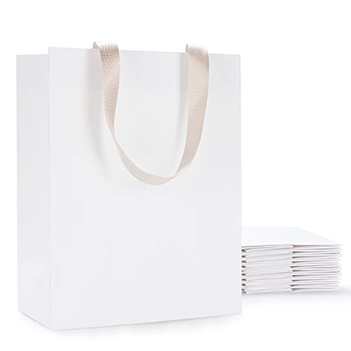 White Gift Bags, 10Pcs 8x4.25x10 White Kraft Paper Bags - color: White, size: 8x4.25x10.5 Inch (Pack of 10)