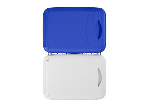 Rev-A-Shelf Double Pullout Garbage Trash Cans for Kitchen Cabinets, 35 Qt - color: White & Blue