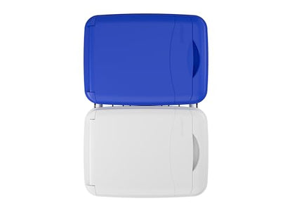 Rev-A-Shelf Double Pullout Garbage Trash Cans for Kitchen Cabinets, 35 Qt - color: White & Blue