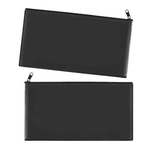 Cash Bags with Zipper - 11x6.1 Inch, 2 Pieces - color: 2 Pieces Black