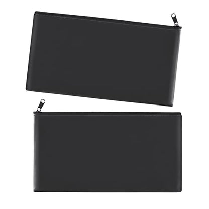 Cash Bags with Zipper - 11x6.1 Inch, 2 Pieces - color: 2 Pieces Black