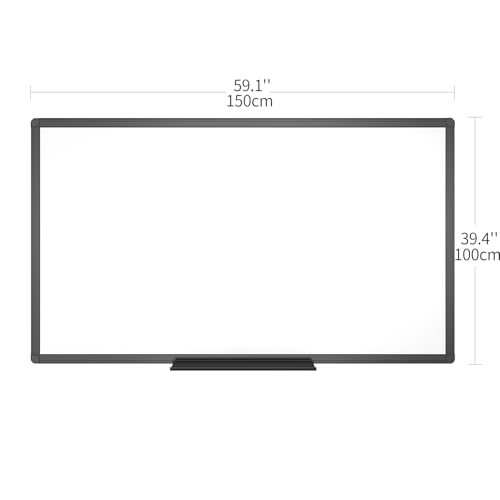 VIZ-PRO Magnetic Dry Erase Board, 60 x 40 Inches, Black Aluminium Frame - size: 60 x 40 Inches