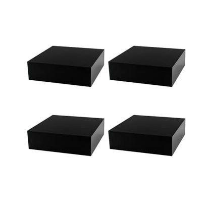4 Pack Black Acrylic Display Box Countertop Showcase Bin No Lid 6.75" x 6.75" x 2 Inch Merchandise Storage with Open Bottom Square Flippable Cubby for Retail Stores and Expos by Marketing Holders - size: 6.75" x 6.75" x 2" Black