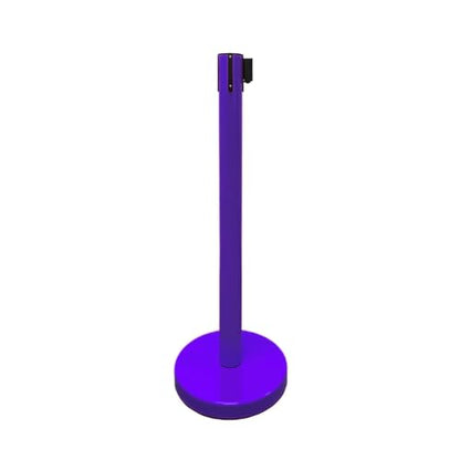 VIP Crowd Control Retractable Belt Queue Safety Stanchion Barrier Set, 36" Ht, 78" Belt + Wall Bracket (2 Purple Posts Purple Belt) - color: 2 Purple Posts Purple Belt