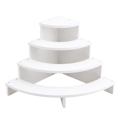 Tier Corner Shelf Display Riser for Figurines – Curved Wooden Display Shelf for Mini Figures, Collectibles, Space Saving Desktop Display Stand Organizer for Desk, Cabinet & Countertop (1)