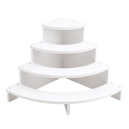 Tier Corner Shelf Display Riser for Figurines – Curved Wooden Display Shelf for Mini Figures, Collectibles, Space Saving Desktop Display Stand Organizer for Desk, Cabinet & Countertop (1)