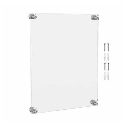 Marketing Holders Wall Poster Holder Floating Clear Acrylic Graphic Image Display Holds 11 x 14 with Silver Standoffs Overall Dimensions: 15" x 18" x 1.5" Large Certificate Display - size: 11 x 14 inches