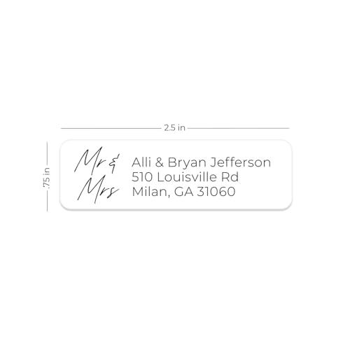 Clear Mr & Mrs Rolled Address Labels / 500 Personalized Return Address Labels/Designer Address Stickers in Elegant Plastic Dispenser - size: 500 Labels, style: Clear Mr. and Mrs Script
