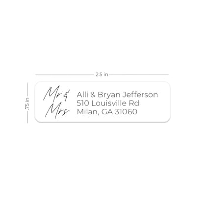 Clear Mr & Mrs Rolled Address Labels / 500 Personalized Return Address Labels/Designer Address Stickers in Elegant Plastic Dispenser - size: 500 Labels, style: Clear Mr. and Mrs Script
