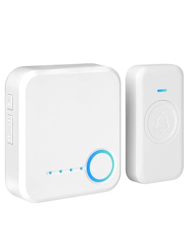 Wireless Doorbell 1000ft Range, Loud Waterproof Door Bell with 60 Melodies - color: White-‎1 Receiver +1 Push Button