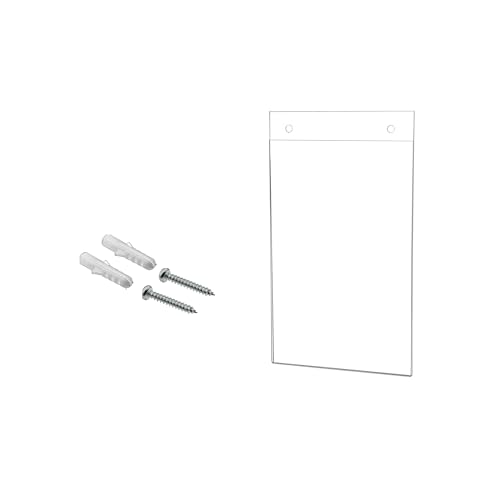 Wall Sign Holder for 5.5" x 8.5" Small Advertisements and Notices Clear Acrylic with Predrilled Holes and Hanging Hardware for Malls and Shopping Centers by Marketing Holders - size: 5.5"W x 8.5"H