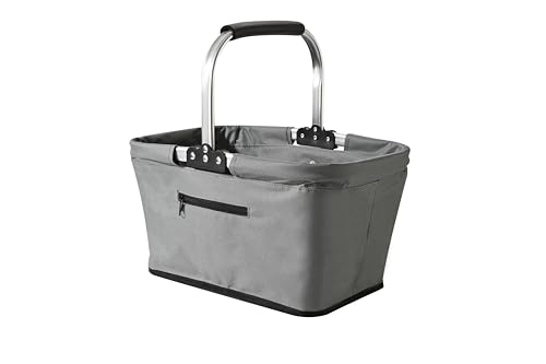 Fox Run Collapsible Shopping Basket with Handle, 17" x 10" x 9" Harvest and Picnic Basket