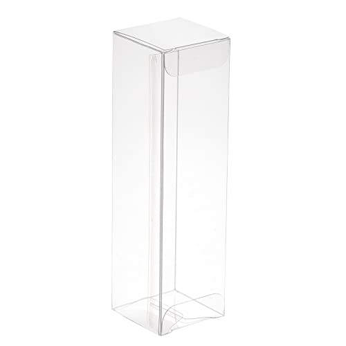 MECCANIXITY Plastic Retail Boxes 1.5"x1.5"x5.4" (38x38x138mm) Gift Box with Protecting Film for Candy, Cookies, Christmas, Wedding, Party Wrapping Clear Pack of 20 - size: 1.5"x1.5"x5.4"