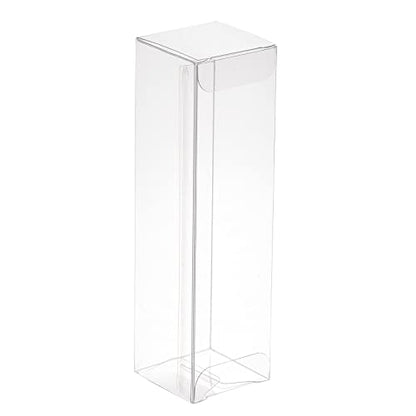 MECCANIXITY Plastic Retail Boxes 1.5"x1.5"x5.4" (38x38x138mm) Gift Box with Protecting Film for Candy, Cookies, Christmas, Wedding, Party Wrapping Clear Pack of 20 - size: 1.5"x1.5"x5.4"