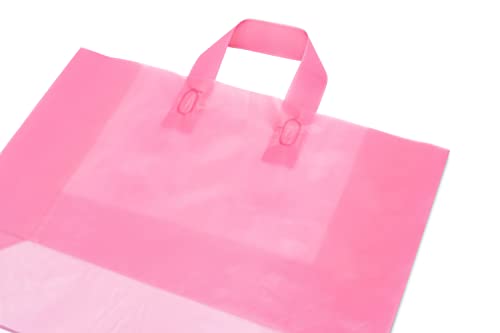 Prime Line Packaging Pink Bags with Handles, Frosted Bags, 16x6x12, 100 Ct