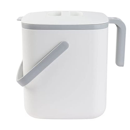 Blue Ginkgo Kitchen Compost Bin, 5L Countertop Compost Bin, White - color: White, size: 1.32 gal / 5 L