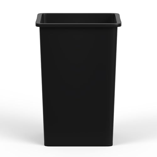 35 Gallon Black Square Commercial Trash Garbage Can | Outdoor Office Restaurant School Kitchen - color: Black, size: 35 Gallon, style: Trash Can