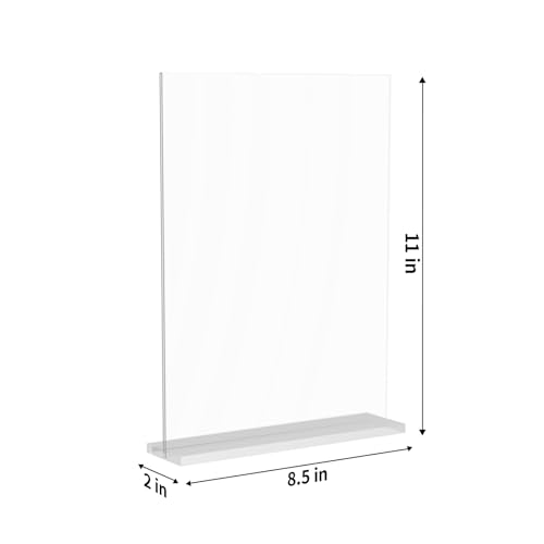 3 Pack 8.5x11 Clear Acrylic Sign Holder, Clear Display, Stand By Straight or Tilted, Vertical Double-Sided Desktop Picture Frame, Menu Holder, Certificate Frame - size: 3 pack 8.5*11"