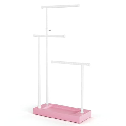 SRIWATANA Pink & White Extra Tall Necklace Holder, Jewelry Display Stand - color: Pink & White