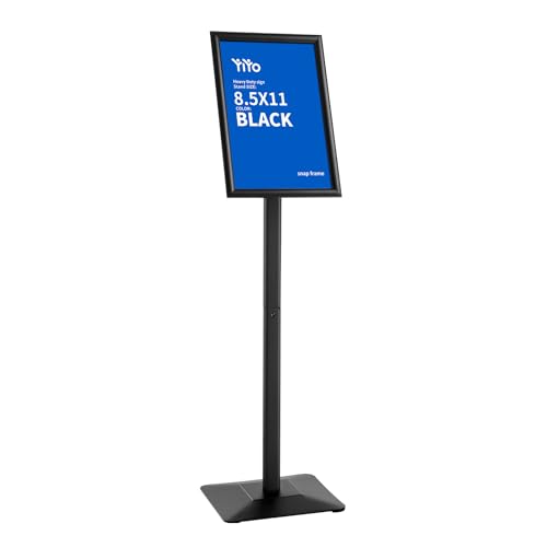 YIYO Sign Stand Poster Stand，adjustable heavy duty pedestal Sign Holder Floor Stand，aluminium frame floor standing for display 8.5*11 inch，Black (8.5*11 Black)
